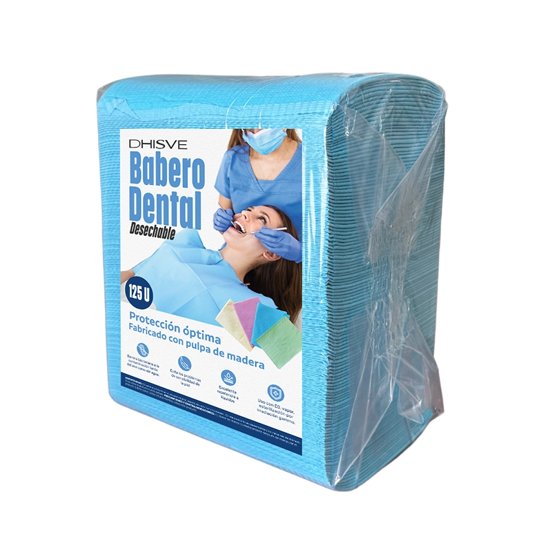 BABERO DENTAL DESECHABLE, PAQUETE X 125 UNIDADES