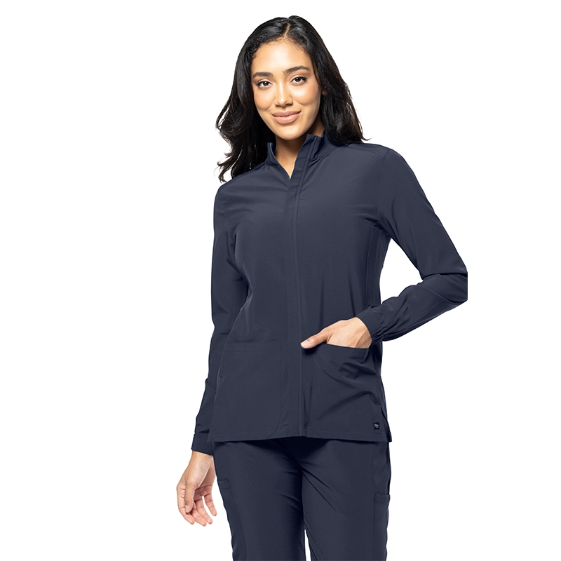 Chaqueta médica color plomo con cierre Tasha & Me para mujer.