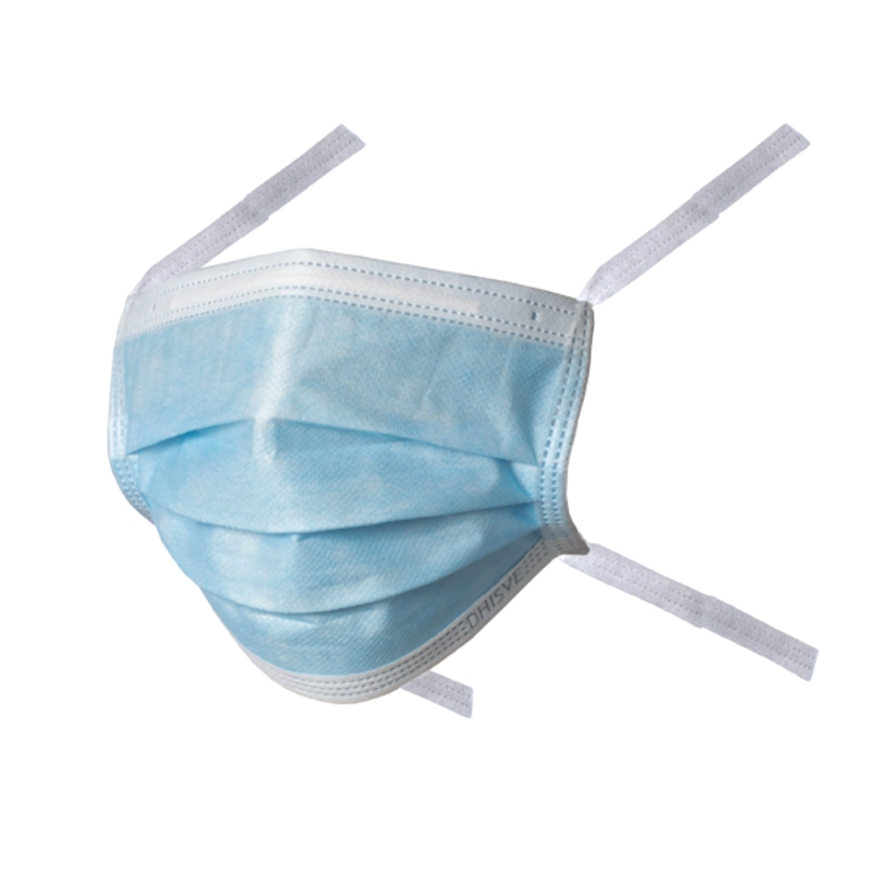MASCARILLA QUIRÚRGICA CELESTE CON TIRAS, CAJA X 50 UNIDADES
