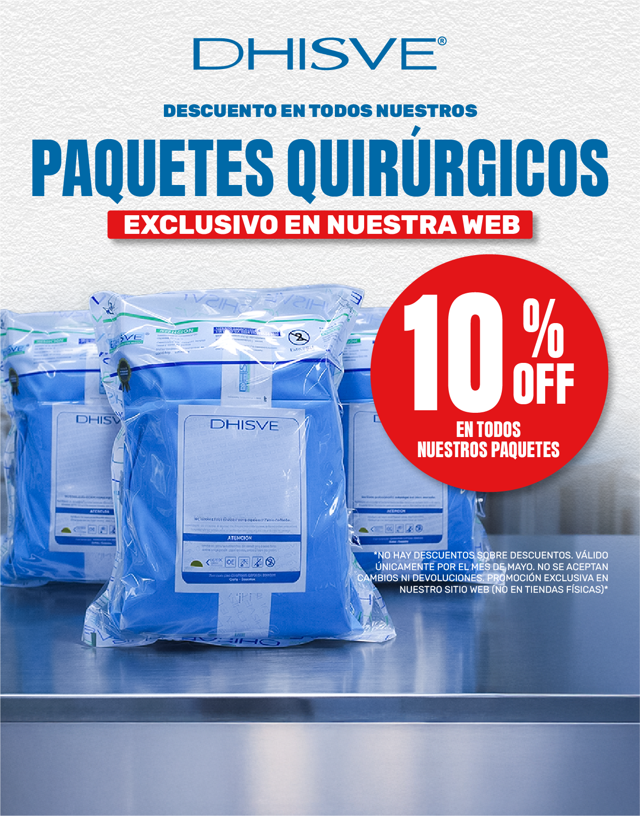 Descuento en paquetes quirúrgicos DHISVE | 10% OFF web