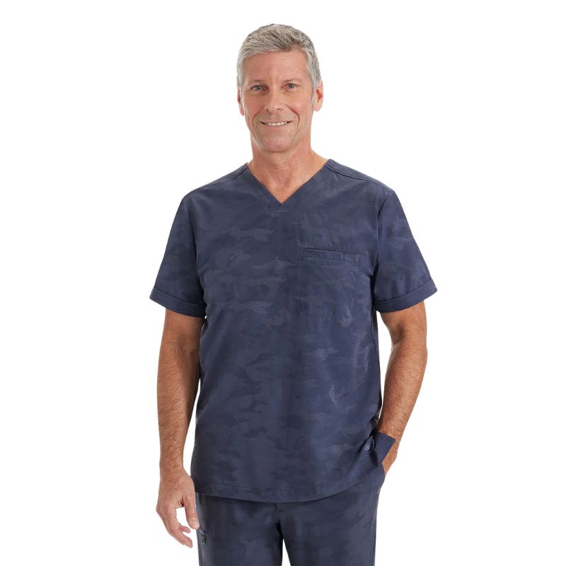 Top médico Jack Camo con bolsillo en el pecho