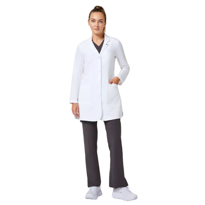 Bata médica Faye de largo completo con botones